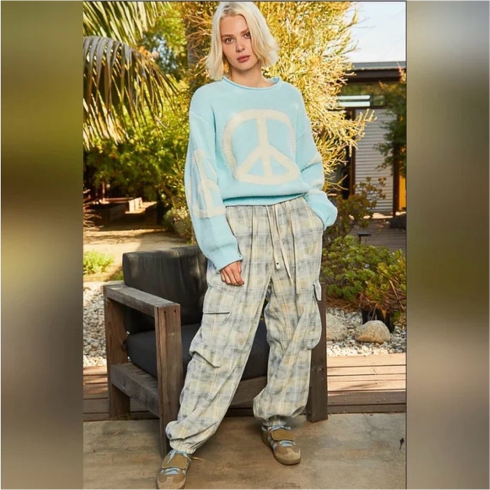 POL Relaxed Fit Plaid Joggers Size Medium